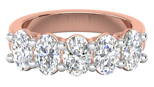 2.50 Ctw Luxurious Oval Cut Five-Stone Wedding Band With U-Shape Prong Setting In 14K Rose Gold
