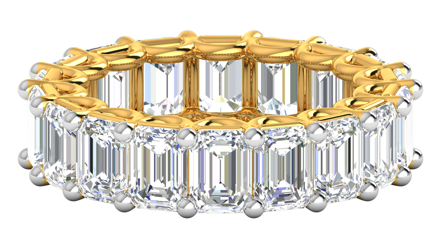 9.00 Ctw Emerald Cut Diamond Eternity Band Set In 14K Yellow Gold