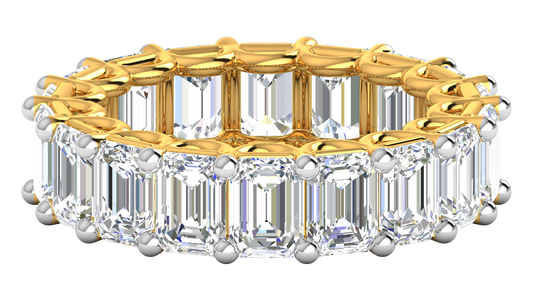 9.00 Ctw Emerald Cut Diamond Eternity Band Set In 14K Yellow Gold