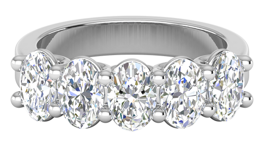 2.50 Ctw Luxurious Oval Cut Five-Stone Wedding Band With U-Shape Prong Setting In 14K White Gold