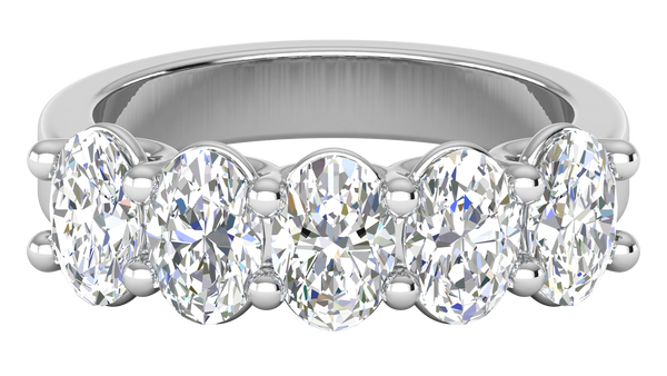 2.50 Ctw Luxurious Oval Cut Five-Stone Wedding Band With U-Shape Prong Setting In 14K White Gold