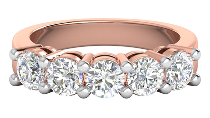 2.00 Ctw Elegant Five-Stone Wedding Band Set In 14K Rose Gold