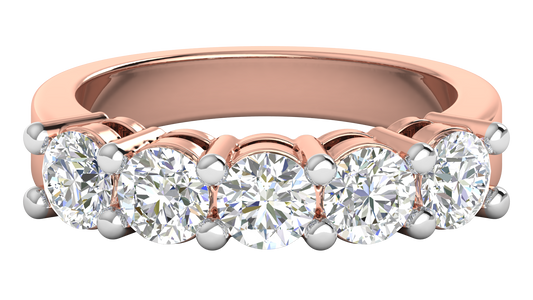 2.00 Ctw Elegant Five-Stone Wedding Band Set In 14K Rose Gold