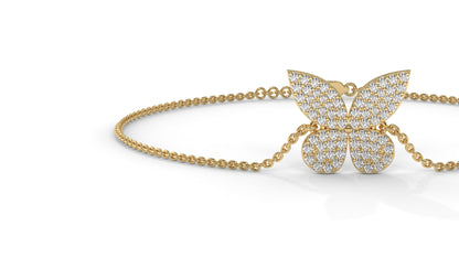 0.43 CTW Diamond Butterfly Bracelet in 14K Yellow Gold – Pavé Butterfly Design
