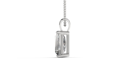 2.00 CTW Tapered Baguette Diamond Solitaire Pendant in 14K White Gold – Secure Claw-Prong Setting