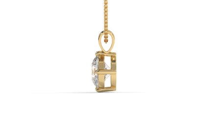 2.00 CTW Round Diamond Four-Prong Solitaire Pendant in 14K Yellow Gold – Secure Claw-Prong Setting
