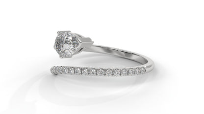 1.03 CTW Pear Diamond Wrap Ring in 14K White Gold with Pavé Band