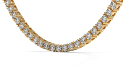 12.50 CTW Diamond Tennis Necklace in 14K Yellow Gold – Classic Round Cut Single Row In 17 Inch