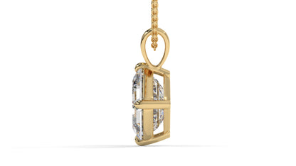 3.00 CTW Asscher-Cut Diamond Solitaire Pendant in 14K Yellow Gold – Secure Claw-Prong Setting