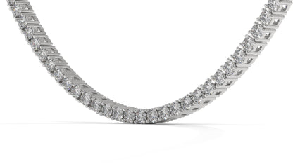 7.50 CTW Diamond Tennis Necklace in 14K White Gold – Classic Round Cut Single Row In 17 Inch