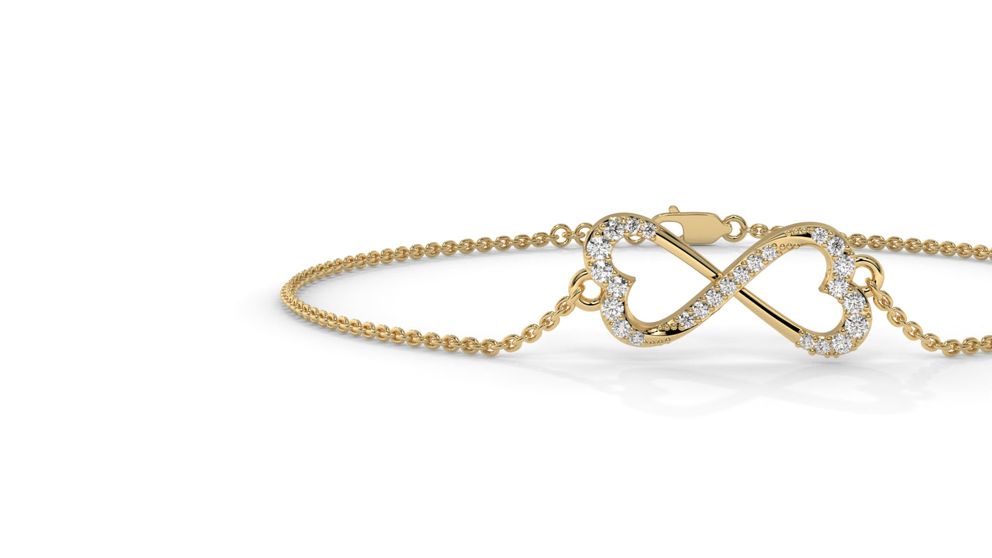 0.17 CTW Diamond Infinity Heart Bracelet in 14K Yellow Gold – Eternal Love Design