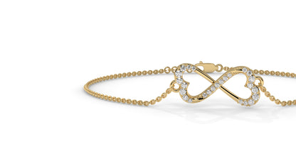 0.17 CTW Diamond Infinity Heart Bracelet in 14K Yellow Gold – Eternal Love Design