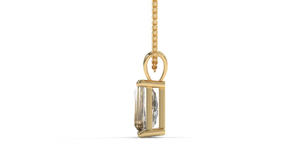 1.50 CTW Tapered Baguette Diamond Solitaire Pendant in 14K Yellow Gold – Secure Claw-Prong Setting