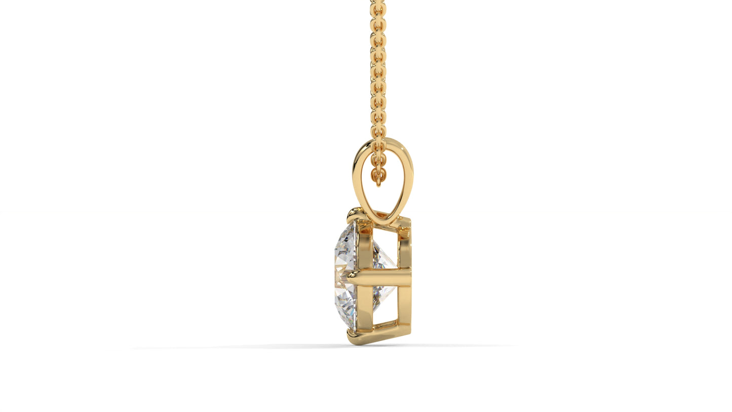 1.50 CTW Round Diamond Four-Prong Solitaire Pendant in 14K Yellow Gold – Secure Claw-Prong Setting
