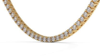 10 CTW Diamond Tennis Necklace in 14K Yellow Gold – Classic Round Cut Single Row In 17 Inch