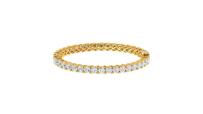 17.32 Ctw Round Cut Diamond Bangle | Lattice Diamond Bangle Set In Luxury 14K Yellow Gold