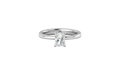 1.00 Ctw Radiant Cut Solitaire Engagement Ring Set In 14K White Gold
