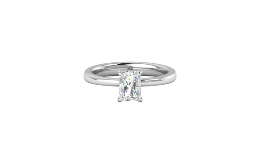 1.00 Ctw Radiant Cut Solitaire Engagement Ring Set In 14K White Gold