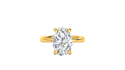 5.00 Ctw Oval Cut Solitaire Engagement Ring Set In 14K Yellow Gold