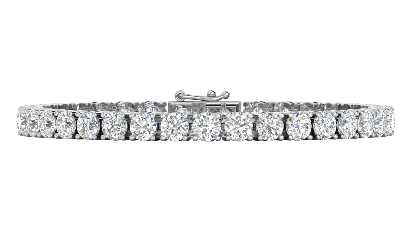 14.00 Ctw Round Brilliant Diamond Tennis Bracelet In 14K White Gold
