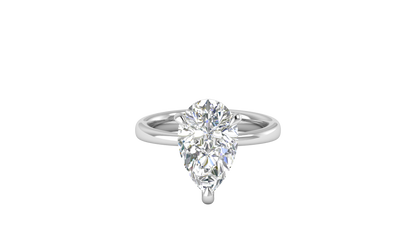 4.00 Ctw Pear Cut Solitaire Engagement Ring Set In 14K White Gold