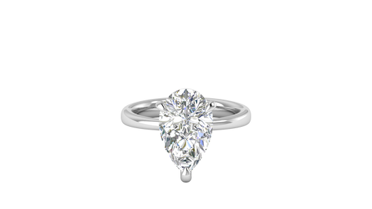 4.00 Ctw Pear Cut Solitaire Engagement Ring Set In 14K White Gold