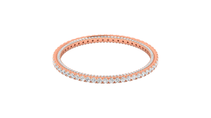 32.40 Ctw Round Cut Diamond Bangle | Double Row Pavé-Set Luxury Diamond Bangle Set In 14K Rose Gold