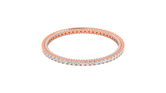 32.40 Ctw Round Cut Diamond Bangle | Double Row Pavé-Set Luxury Diamond Bangle Set In 14K Rose Gold