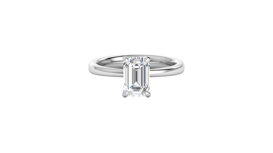 2.00 Ctw Emerald Cut Solitaire Engagement Ring Set In 14k White Gold