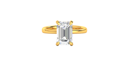 4.00 Ctw Emerald Cut Solitaire Engagement Ring Set In 14K Yellow Gold