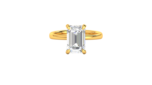 4.00 Ctw Emerald Cut Solitaire Engagement Ring Set In 14K Yellow Gold