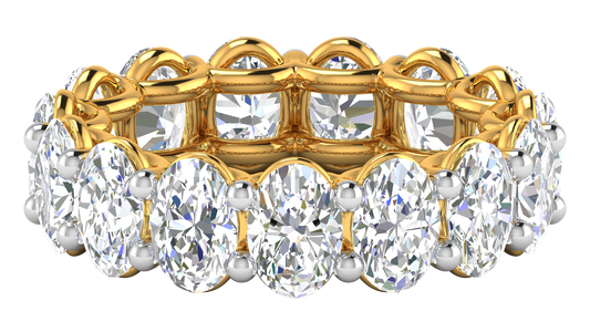 7.50 Ctw Oval Cut Diamond Eternity Band Set In 14K Yellow Gold