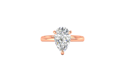 3.00 Ctw Pear Cut Solitaire Engagement Ring Set In 14K Rose Gold