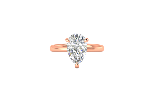 3.00 Ctw Pear Cut Solitaire Engagement Ring Set In 14K Rose Gold