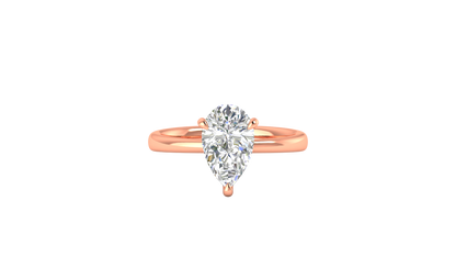 2.00 Ctw Pear Cut Solitaire Engagement Ring Set In 14K Rose Gold