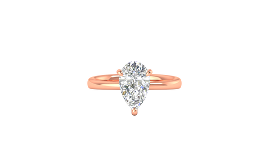 2.00 Ctw Pear Cut Solitaire Engagement Ring Set In 14K Rose Gold