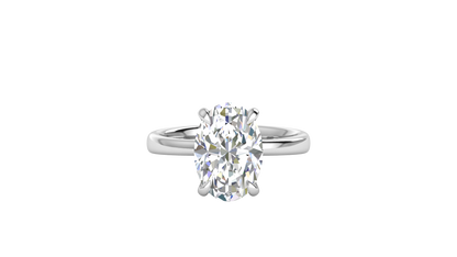 4.00 Ctw Oval Cut Solitaire Engagement Ring Set In 14k White Gold