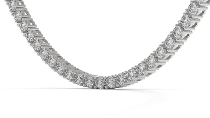 12.50 CTW Diamond Tennis Necklace in 14K White Gold – Classic Round Cut Single Row In 17 Inch