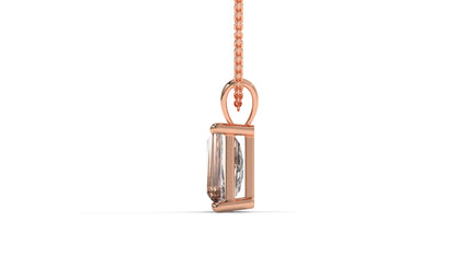 1.50 CTW Tapered Baguette Diamond Solitaire Pendant in 14K Rose Gold – Secure Claw-Prong Setting