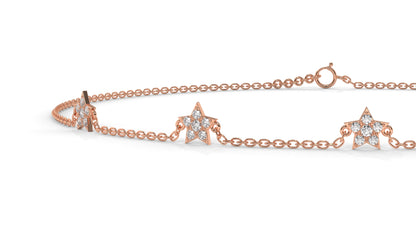 0.75 Ctw Diamond Star Bracelet in 14K Rose Gold