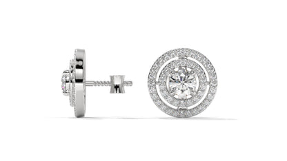 1.92 CTW Round Diamond Double-Halo Stud Earrings in 14K White Gold