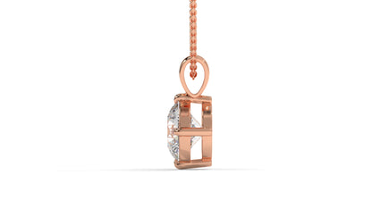 2.00 CTW Round Diamond Four-Prong Solitaire Pendant in 14K Rose Gold – Secure Claw-Prong Setting