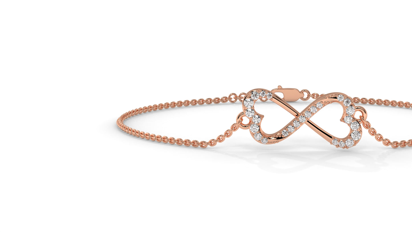 0.17 CTW Diamond Infinity Heart Bracelet in 14K Rose Gold – Eternal Love Design