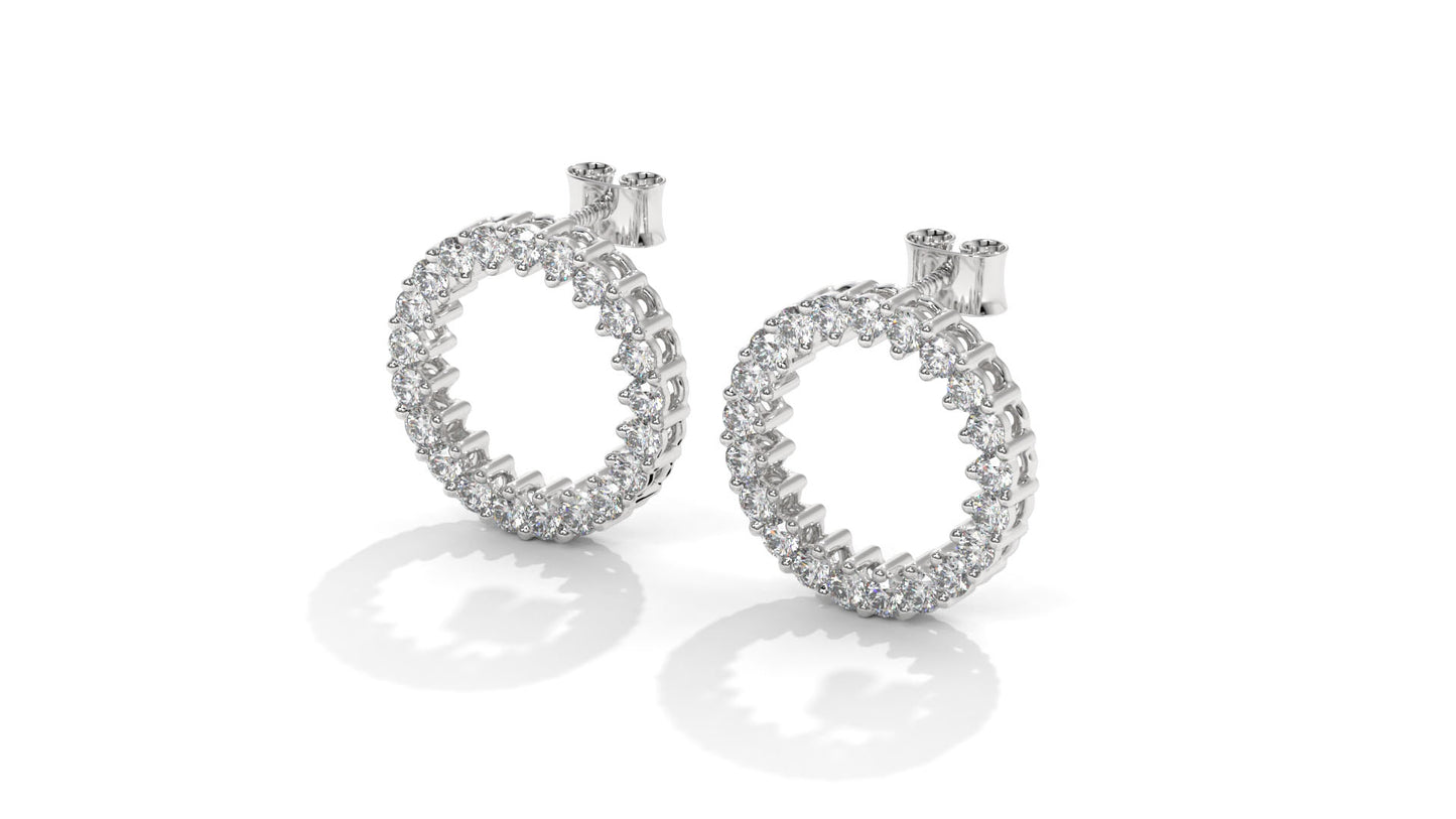 0.42 CTW Round Diamond Circle Hoop Earrings in 14K White Gold