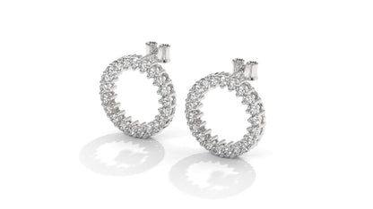 0.42 CTW Round Diamond Circle Hoop Earrings in 14K White Gold