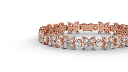 9.74 CTW Diamond Floral Bracelet in 14K Rose Gold - Elegant Nature-Inspired Design