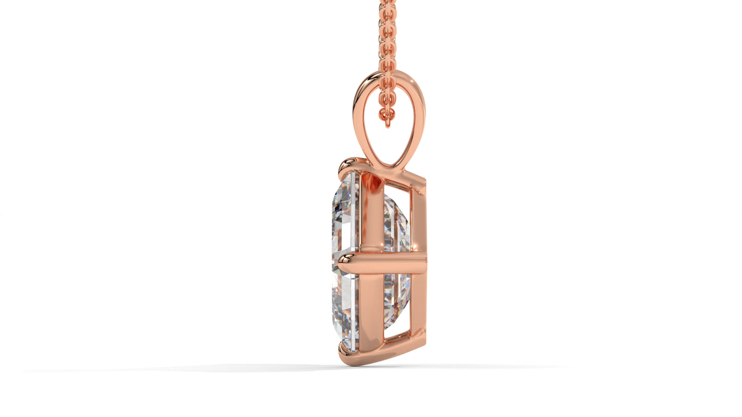 3.00 CTW Asscher-Cut Diamond Solitaire Pendant in 14K Rose Gold – Secure Claw-Prong Setting