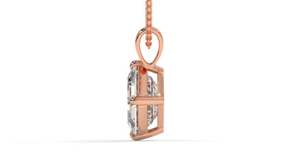 3.00 CTW Asscher-Cut Diamond Solitaire Pendant in 14K Rose Gold – Secure Claw-Prong Setting