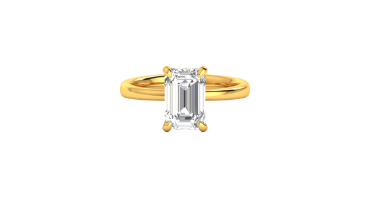 3.00 Ctw Emerald Cut Solitaire Engagement Ring Set In 14K Yellow Gold