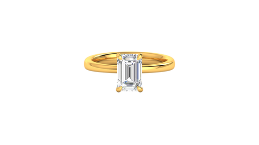 2.00 Ctw Emerald Cut Solitaire Engagement Ring Set In 14k Yellow Gold